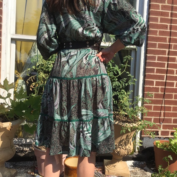 Vtg 60-70s Gunne Sax Japanese Motif FEATHER 420 Leaf Keyhole Custom Stylist’s - Picture 11 of 15